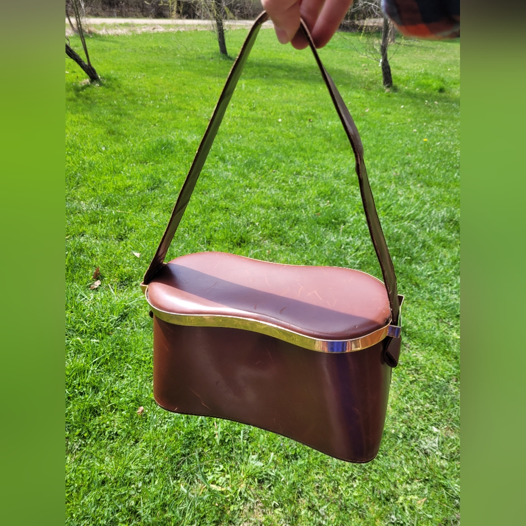Vintage Leather Lewis Brand Hard Top Purse Hangbag